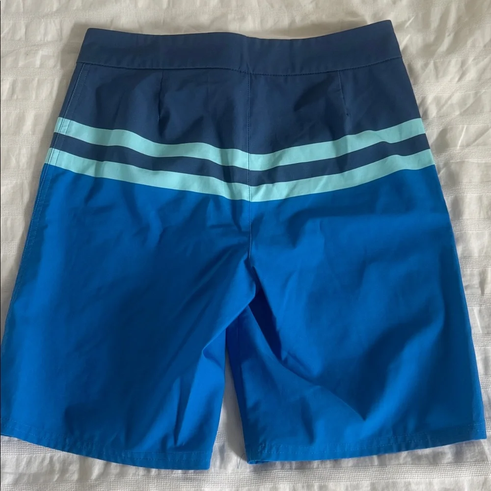 Vineyard Vines Navy and Aqua Striped Men’s Swim Board Shorts